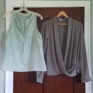 Two shades of green tops
